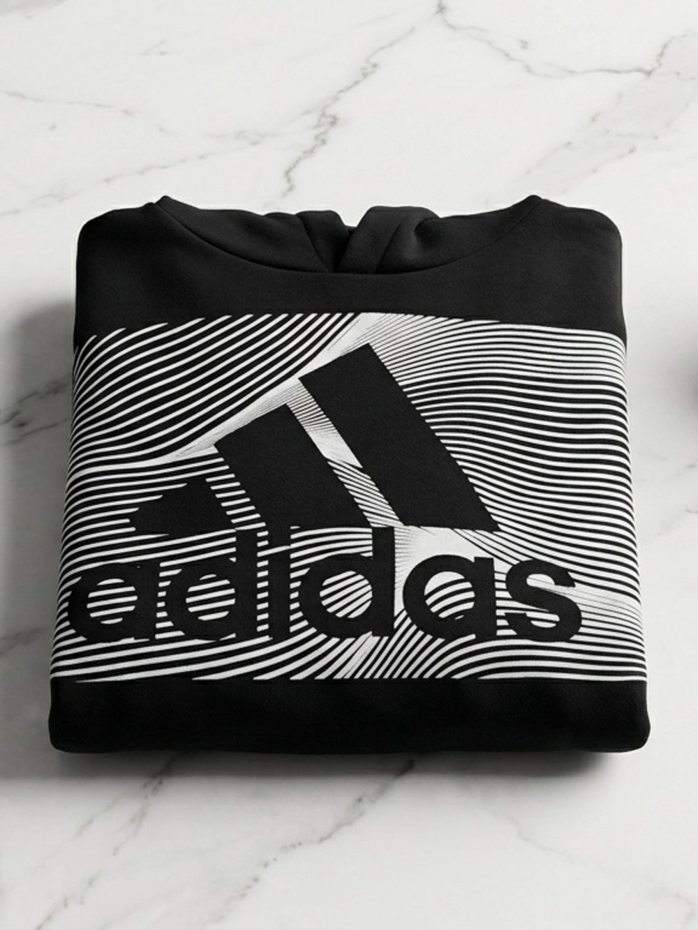 Adidas Kids Cotton Event Pullover Hoodie Black White Graphic XL Youth Boys